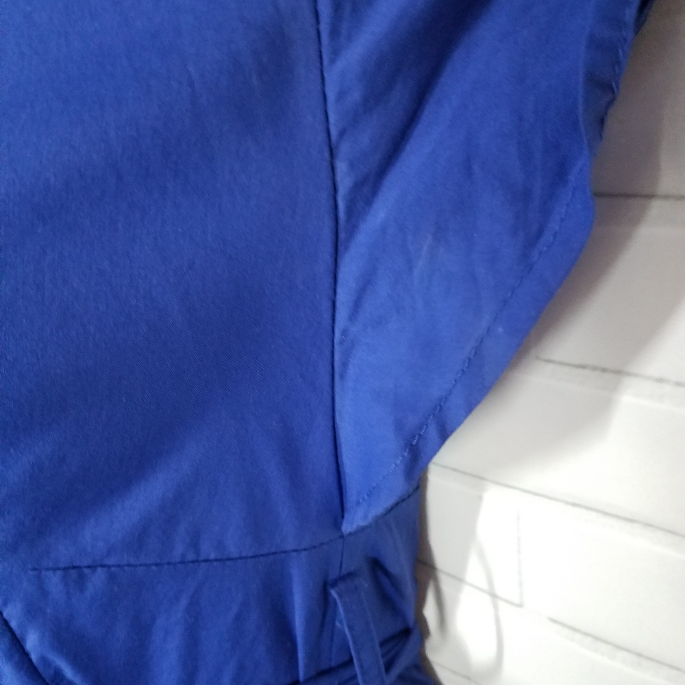 Royal Blue Unique Button Down Blouse - image 8